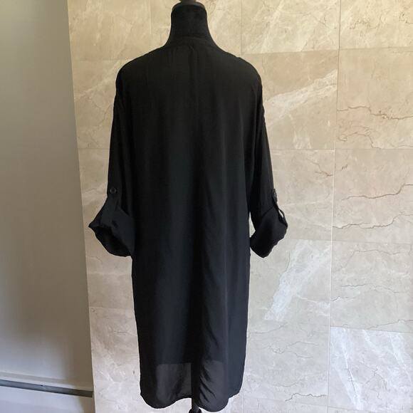 Sara Lanzi Minimalist Midi Shift Dress Medium Black Lagenlook Quiet Luxury Rare - Picture 10 of 13